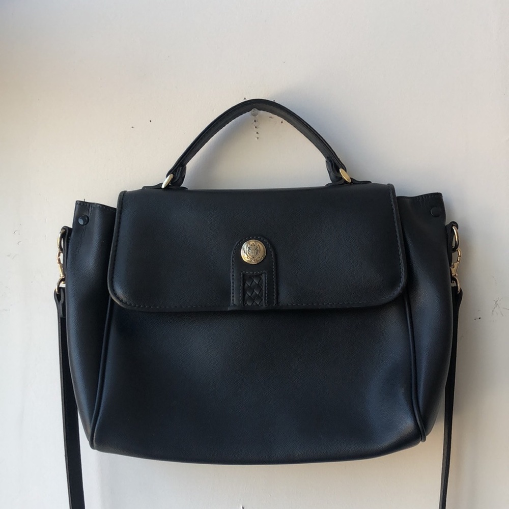 Vintage Liz Claiborne Navy Satchel Crossbody Bag!